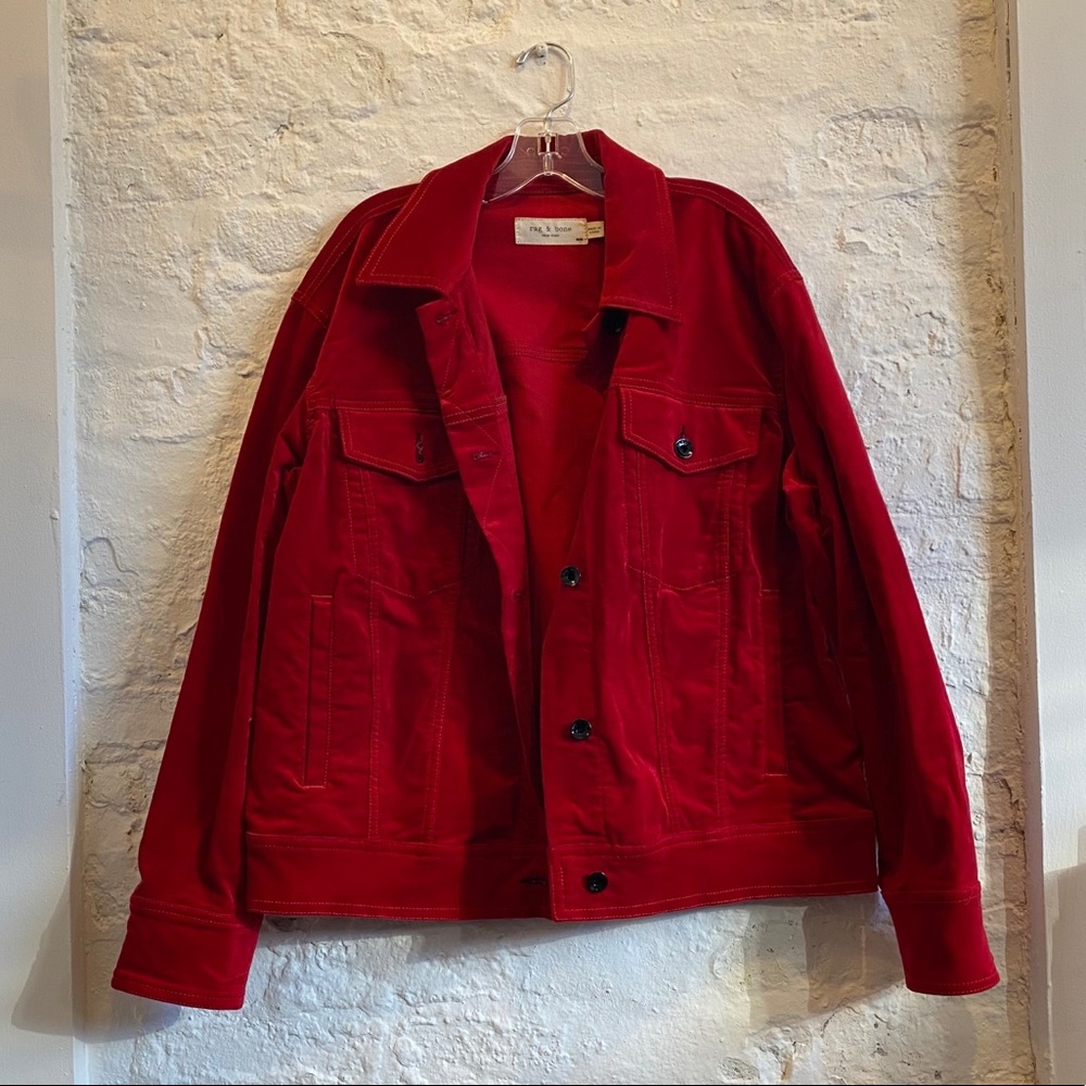 RAG & BONE Red Oversized Biker Style Jacket